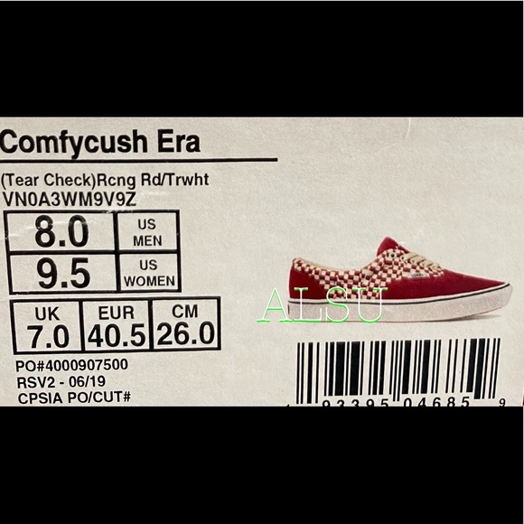 VANS Comfycush Era Tear Check Red Suede Canvas W - Picture 10 of 10